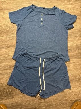 Casual Two-Piece Lounge Set in Heather Blue